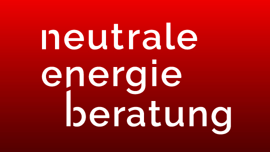 Ein roter Hintergrund mit dem weissen Schriftzug Neutrale Energieberatung.